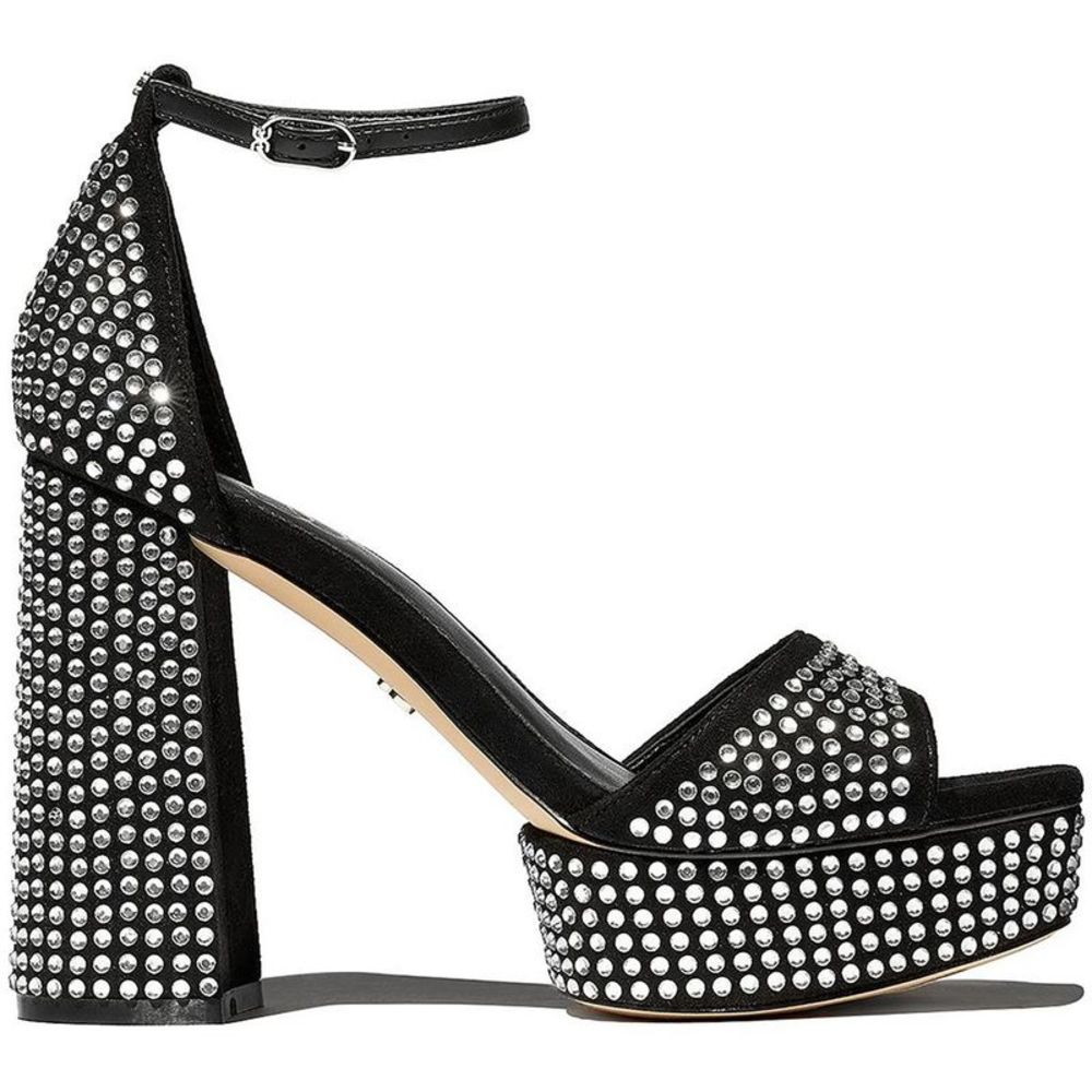 Sam Edelman Womens NELLIE GLITZ Black Faux Suede Ankle Strap Pumps Shoes NWT